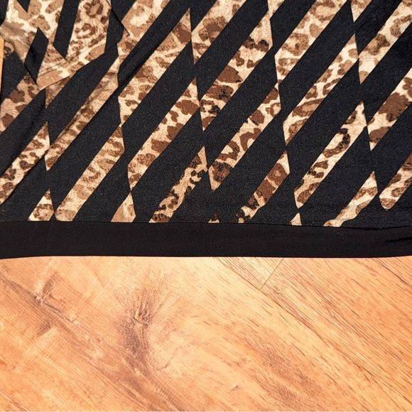 Allison Taylor Tunic Women’s L Top Black Brown Leopard  Asymmetrical Hem Y2K NWT - Picture 6 of 12